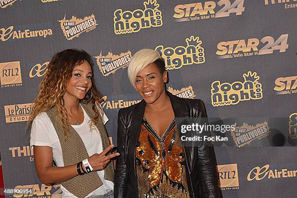 Singers Lynnsha a Louisy Joseph attend the '35th Nuit des Publivores' at Grand R ex September 17, 2015 in Paris, France.