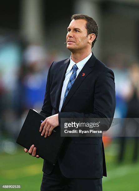 Former AFL player Wayne Carey looks on before the round eight AFL match between the Sydney Swans and the Hawthorn Hawks at ANZ Stadium on May 9, 2014...
