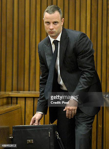Oscar Pistorius in the dock at the Pretoria High Court on May 9 in Pretoria, South Africa. Oscar Pistorius stands accused of the murder of his...