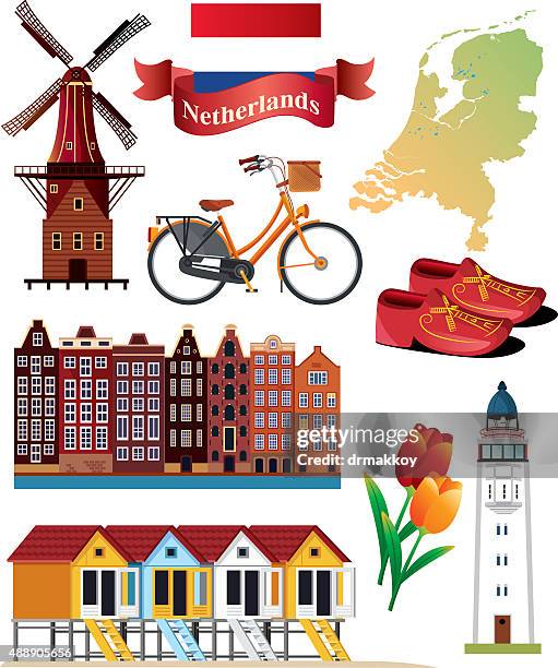 stockillustraties, clipart, cartoons en iconen met netherlands symbols - amsterdam fietsen