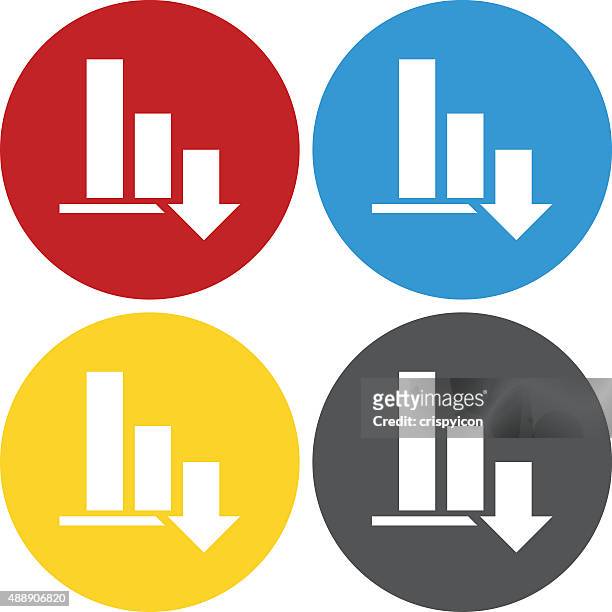 balkendiagramm symbol auf den circle-knöpfen. - profit loss icon stock-grafiken, -clipart, -cartoons und -symbole
