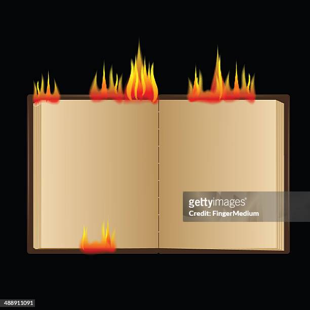burning book - burning paper stock illustrations