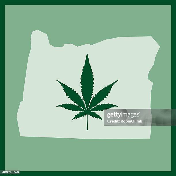 stockillustraties, clipart, cartoons en iconen met oregon state marijuana icon - cannabis leaf
