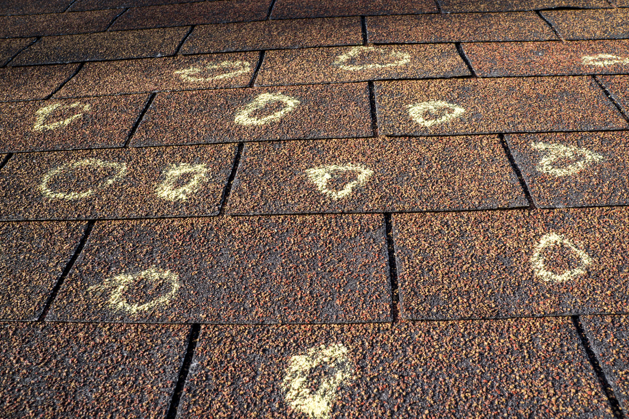 Insurance Adjuster Marked Roof With Hail Damage Insurance Adjuster Marked Roof With Hail Damage