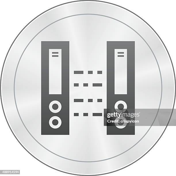 network server icon on a round button. - old computer white background stock illustrations
