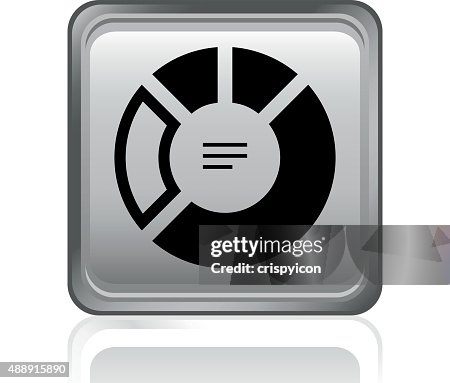 Donut Chart icon on a square button. Donut Chart icon on a square button.