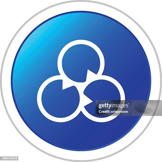 venn diagram icon on a round button. - venn diagram stock illustrations