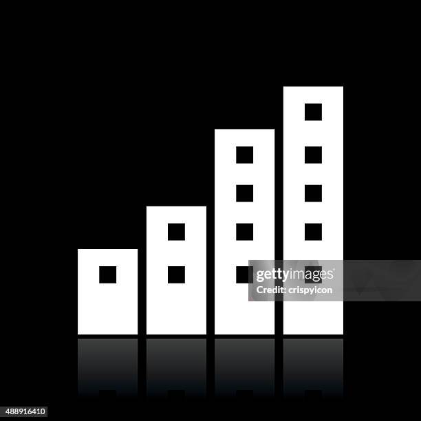 apartment building icon on a black background. - outside courthouse stock illustrations