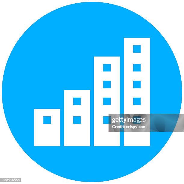apartment building icon on a round button. - outside courthouse stock illustrations
