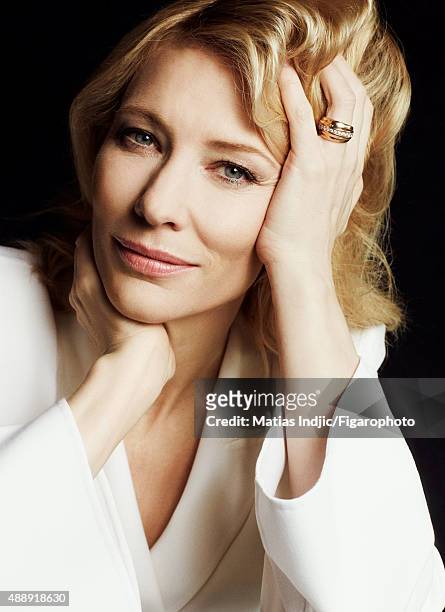 Actress Cate Blanchett is photographed for Madame Figaro on May 18, 2015 at the Cannes Film Festival in Cannes, France. Suit . PUBLISHED IMAGE....