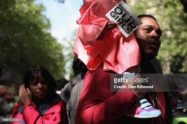 Protesters calling for the release of a group of abducted Nigerian schoolgirls gather outside Nigeria House on May 9, 2014 in London, England. 276...