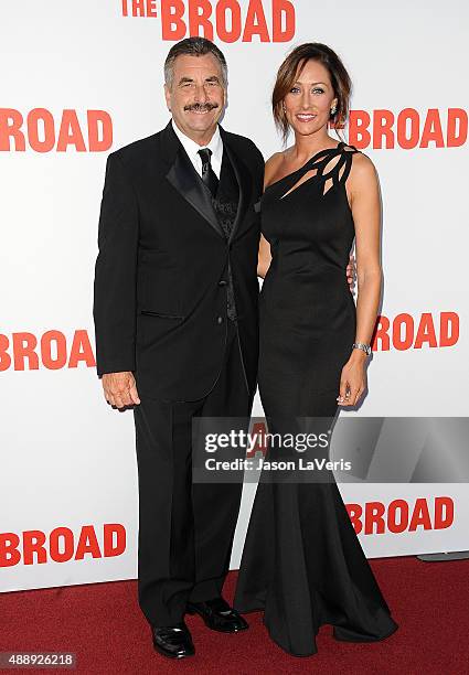 Los Angeles Police Chief Charlie Beck and wife Cindy Beck attend the Broad Museum black tie inaugural dinner at The Broad on September 17, 2015 in...