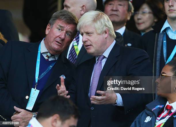 Boris Johnson, mayor of London attends the opening ceremony ahead of the 2015 Rugby World Cup Pool A match between England and Fiji at Twickenham...