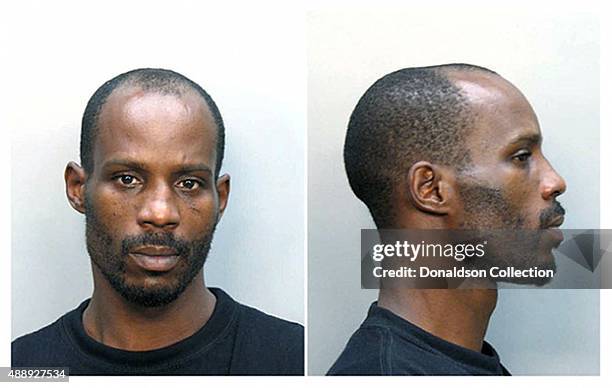 Rapper DMX poses for a mugshot after his arrest for attempting to buy narcotics in June 2008 in Miami, Florida.