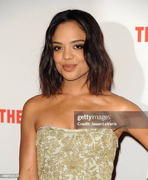 Actress Tessa Thompson attends the Broad Museum black tie inaugural dinner at The Broad on September 17, 2015 in Los Angeles, California.