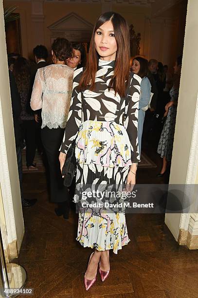 Gemma Chan attends the London Fashion Week party hosted by Ambassador Matthew Barzun and Mrs Brooke Brown Barzun with Alexandra Shulman, in...