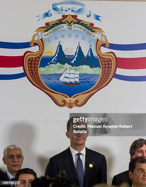 Crown Prince Felipe of Asturias attends the Inauguration Day of Costa Rica's elected President Luis Guillermo Solis at National Stadium on May 08,...