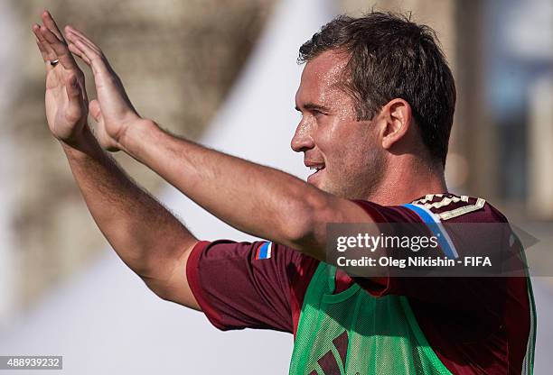 Football player Alexander Kerzhakov during FIFA '1000 Days to Go' - Russia 2018 at the Red Square on September 18, 2015 in Moscow, Russia.