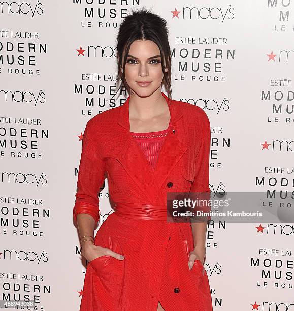 Kendell Jenner Celebrates The Launch Of The New Estee Lauder Fragrance Modern Muse Le Rouge at Macy's Herald Square on September 18, 2015 in New York...
