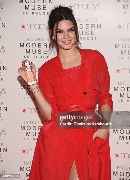 Kendell Jenner Celebrates The Launch Of The New Estee Lauder Fragrance Modern Muse Le Rouge at Macy's Herald Square on September 18, 2015 in New York...