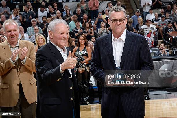 May 8: R.C. Buford receives the NBA Executive of the Year award before before the San Antonio Spurs Game Two of the Western Conference Semifinals...