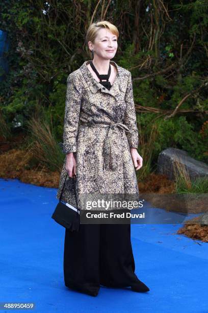 Lesley Manville attends a private reception as costumes and props from Disney's "Maleficent" are exhibited in support of Great Ormond Street Hospital...