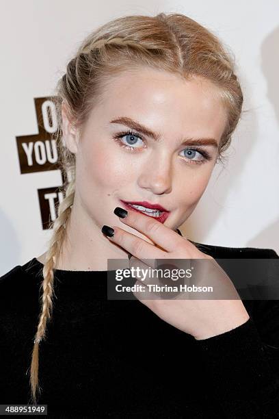 Maddie Hasson attends the Nylon Magazine May young Hollywood issue party at Tropicana Bar at The Hollywood Rooselvelt Hotel on May 8, 2014 in...