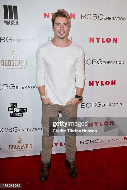 Josh Henderson attends the Nylon Magazine May young Hollywood issue party at Tropicana Bar at The Hollywood Rooselvelt Hotel on May 8, 2014 in...