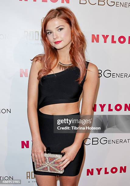 Stefanie Scott attends the Nylon Magazine May young Hollywood issue party at Tropicana Bar at The Hollywood Rooselvelt Hotel on May 8, 2014 in...