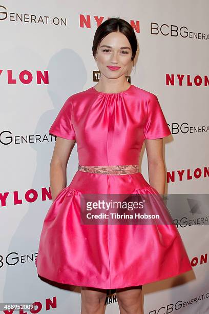 Crystal Reed attends the Nylon Magazine May young Hollywood issue party at Tropicana Bar at The Hollywood Rooselvelt Hotel on May 8, 2014 in...