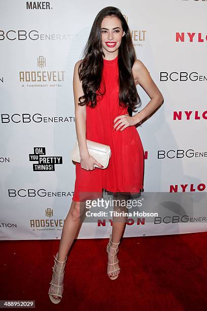 Chloe Bridges attends the Nylon Magazine May young Hollywood issue party at Tropicana Bar at The Hollywood Rooselvelt Hotel on May 8, 2014 in...