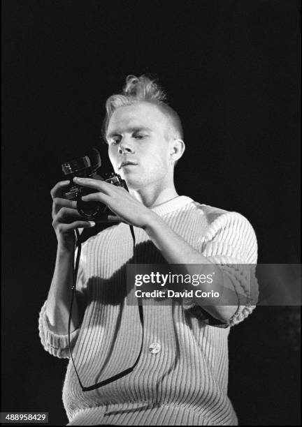Vince Clarke of Yazoo performing at The Dominion Theatre, London, UK on 23 November 1982.