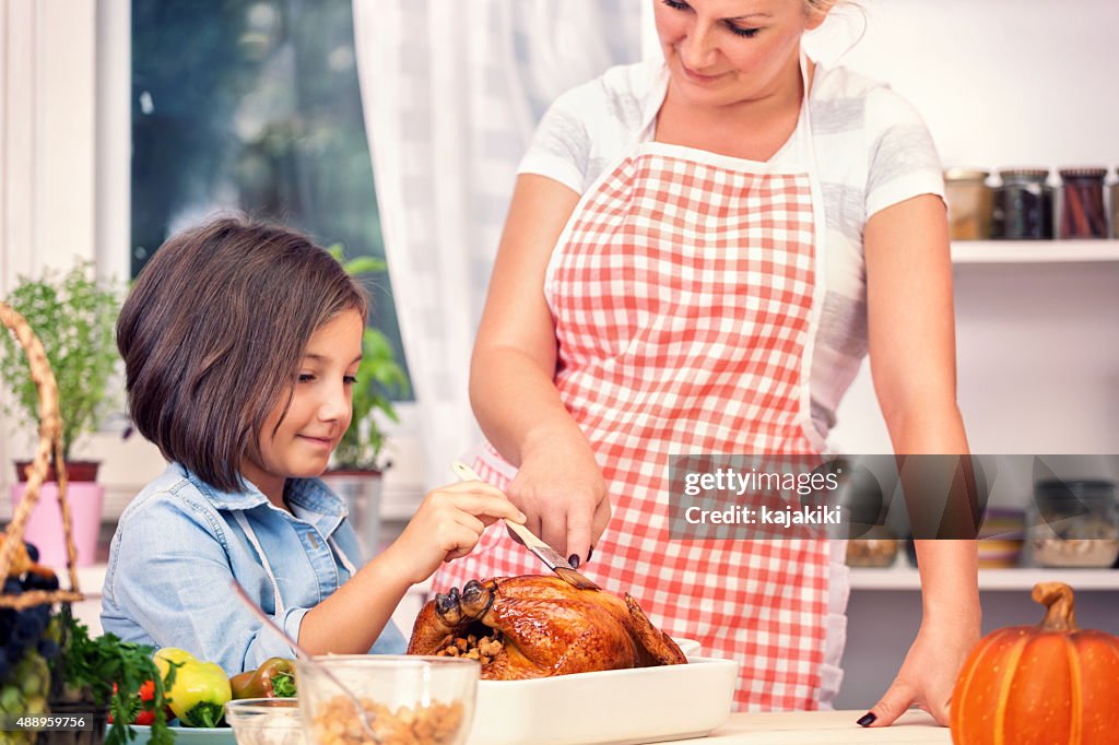 Preparing Turkey for Thanksgiving Dinner