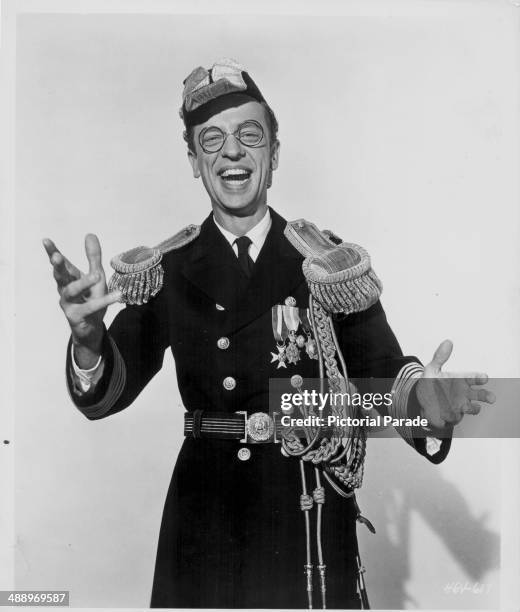 Portrait of actor and comedian Don Knotts, wearing a formal dress uniform, circa 1950-1960.