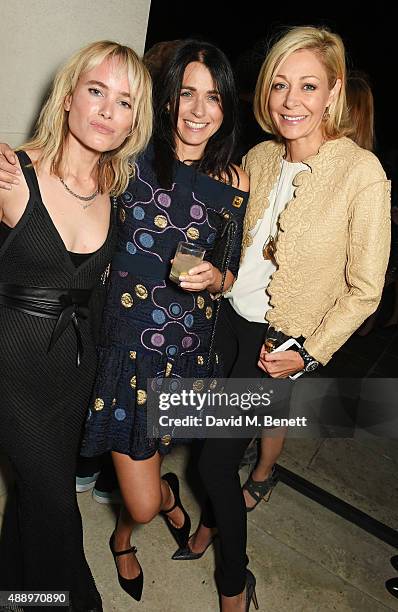 Julia Hobbs, Emily Sheffield and Nadja Swarovski attend the London Fashion Week party hosted by Ambassador Matthew Barzun and Mrs Brooke Brown Barzun...