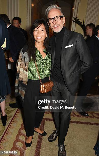 Sojin Lee and Patrick Cox attend the London Fashion Week party hosted by Ambassador Matthew Barzun and Mrs Brooke Brown Barzun with Alexandra...