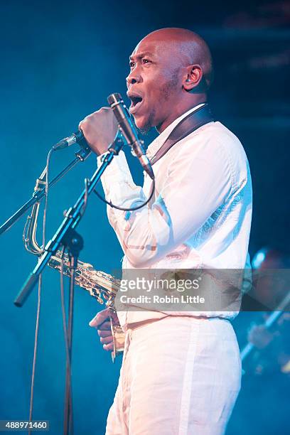 Seun Kuti performs with Egypt 80 at the Union Chapel on September 18, 2015 in London, England.
