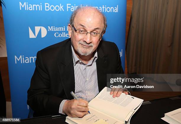 Salman Rushdie discusses his book "Two Years, Eight Months and Twenty-Eight Nights" presented by Books and Books at at Miami Dade College on...