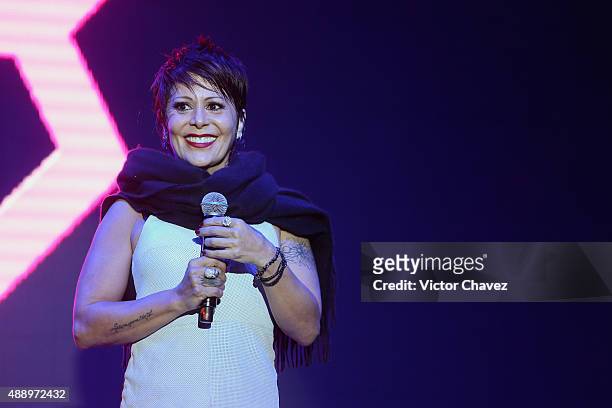 Singer Alejandra Guzman performs a showcase to promote her new album "A + No Poder" at Foro Insurgentes on September 18, 2015 in Mexico City, Mexico.