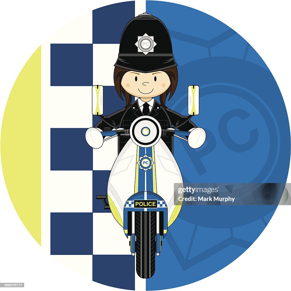Cartoon British Police Woman On Motorbike High-Res Vector Graphic - Getty  Images