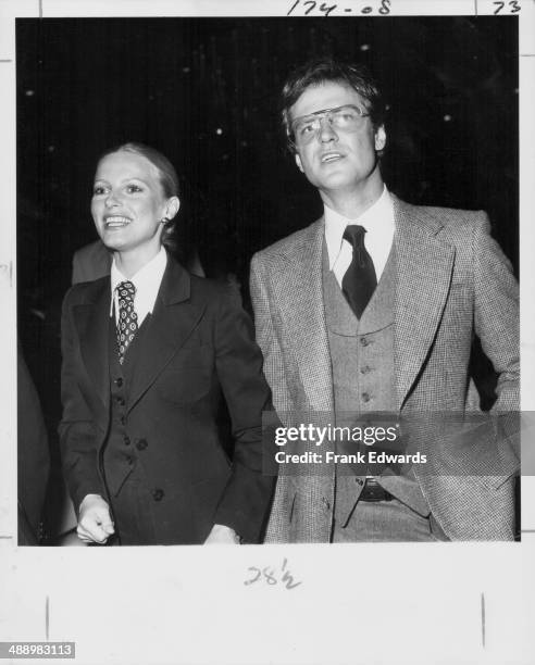 Actress Cheryl Ladd with her husband David, attending the Writer's Guild Awards at the Beverly Hills Hotel, California, circa 1973-1980.