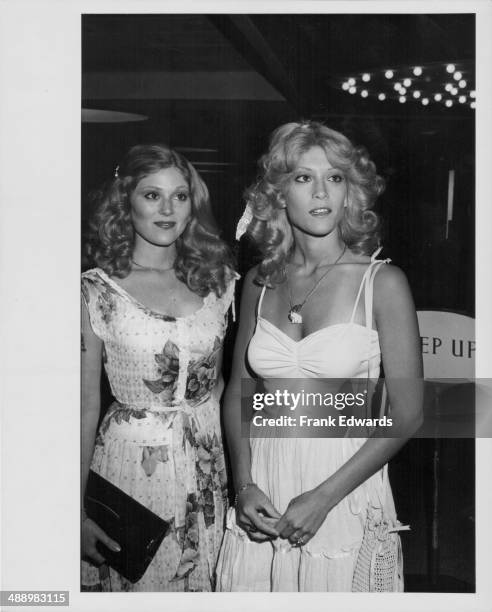 Actors and siblings Audrey and Judy Landers attending a party at the Century Plaza Hotel, Los Angeles, July 1978.