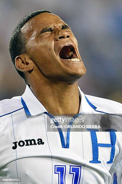 Portrait picture of Honduras' Forward Rony Martinez posing before a match in San Pedro Sula, Honduras on March 5, 2014. AFP PHOTO / Orlando SIERRA