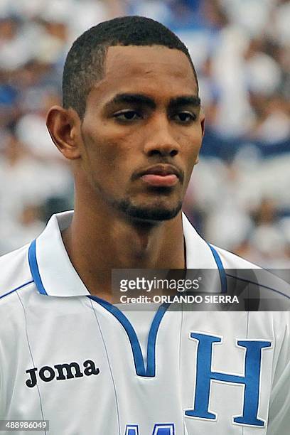 Portrait picture of Honduras' Forward Jerry Bengtson posing before a match in San Pedro Sula, Honduras on October 16, 2012. AFP PHOTO / Orlando SIERRA