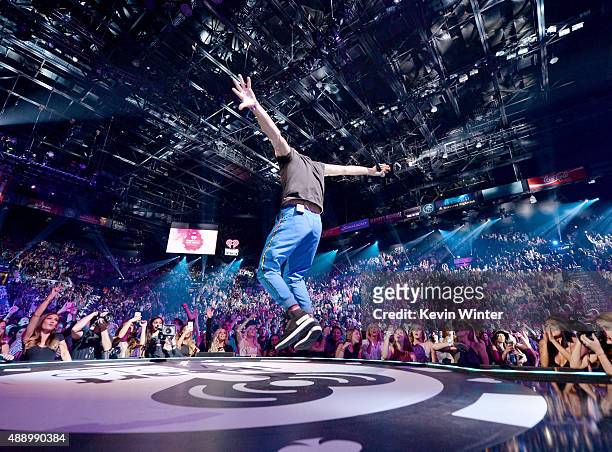 Musician Chris Martin of Coldplay performs onstage at the 2015 iHeartRadio Music Festival at MGM Grand Garden Arena on September 18, 2015 in Las...