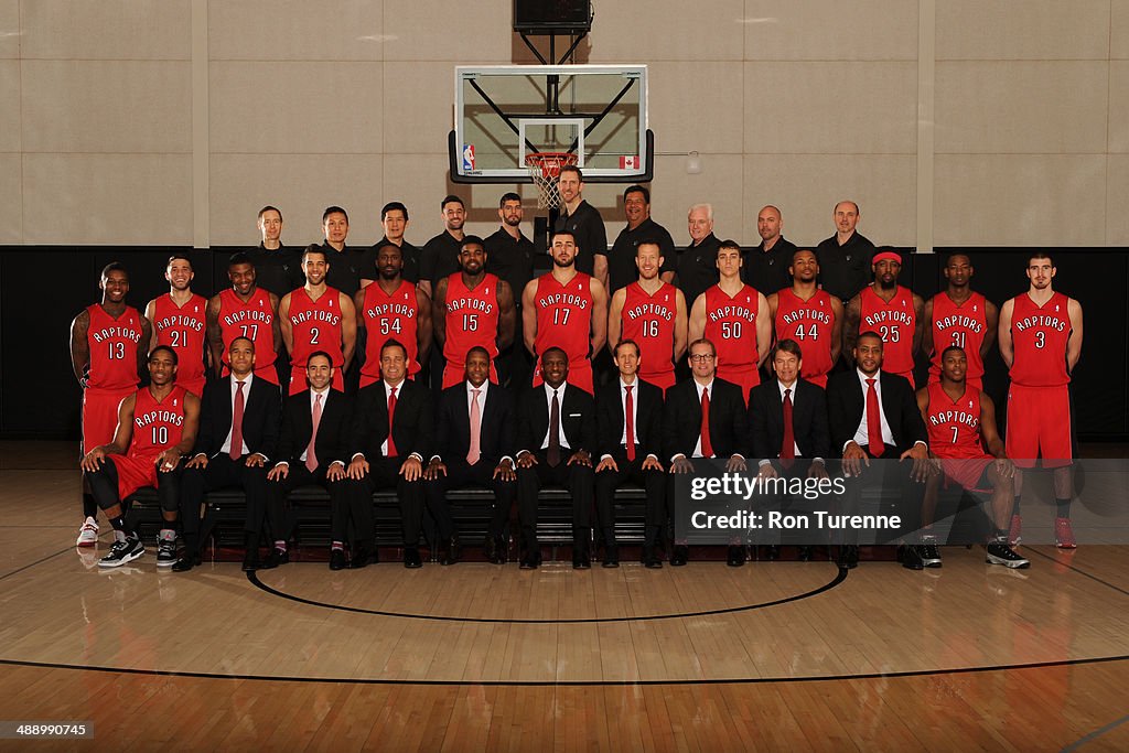 2014 Raptors Roster The Toronto Raptors pose for a team photo at Air Canada Centre on ...