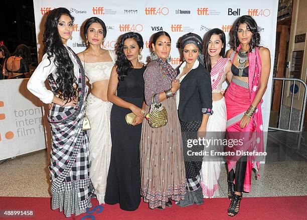 Cast attends premiere of 'Angry Indian Godesses' at the 2015 Toronto International Film Festival, L-R Pavleen Gujral, Sarah-Jane Dias, Tannishtha...