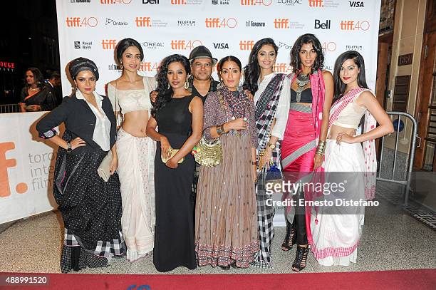 Cast attends premiere of 'Angry Indian Godesses' at the 2015 Toronto International Film Festival, L-R Rajshri Deshpande, Sarah-Jane Dias, Tannishtha...