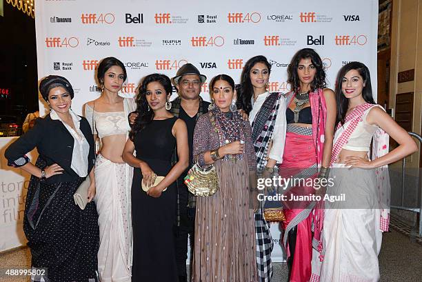 Actresses Rajshri Deshpande, Sarah-Jane Dias, Tannishtha Chatterjee, director Pan Nalin, actresses Sandhya Mridul, Pavleen Gujral, Anushka Manchanda,...