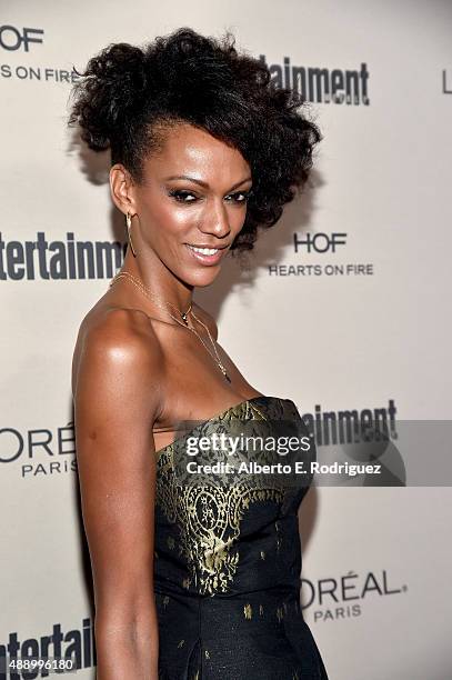 Actress Judi Shekoni attends the 2015 Entertainment Weekly Pre-Emmy Party at Fig & Olive Melrose Place on September 18, 2015 in West Hollywood,...